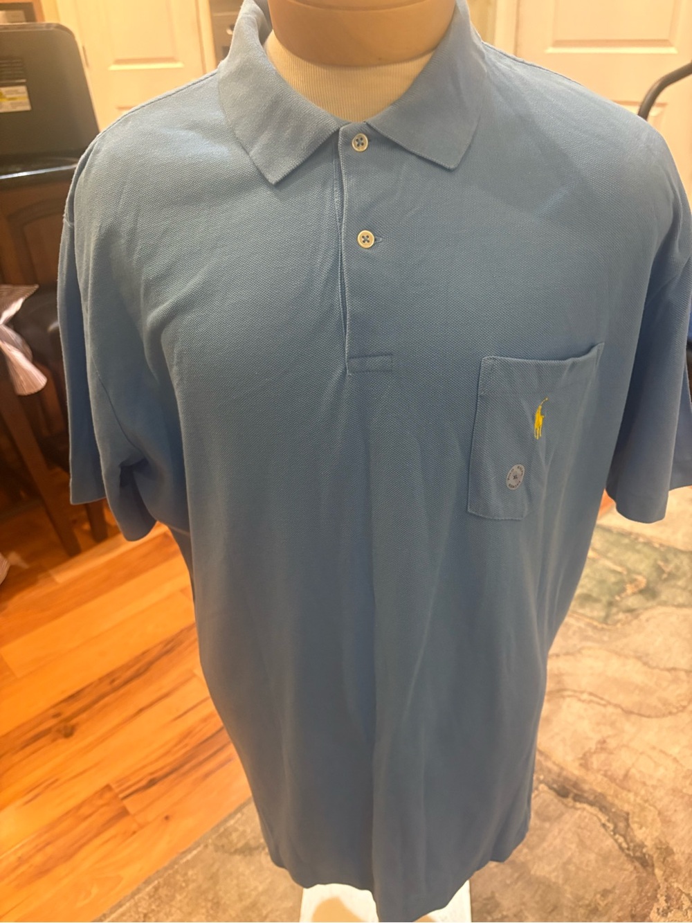 Polo Ralph Lauren Men’s XL Blue Pocket Mesh Polo Shirt Yellow Pony NWT